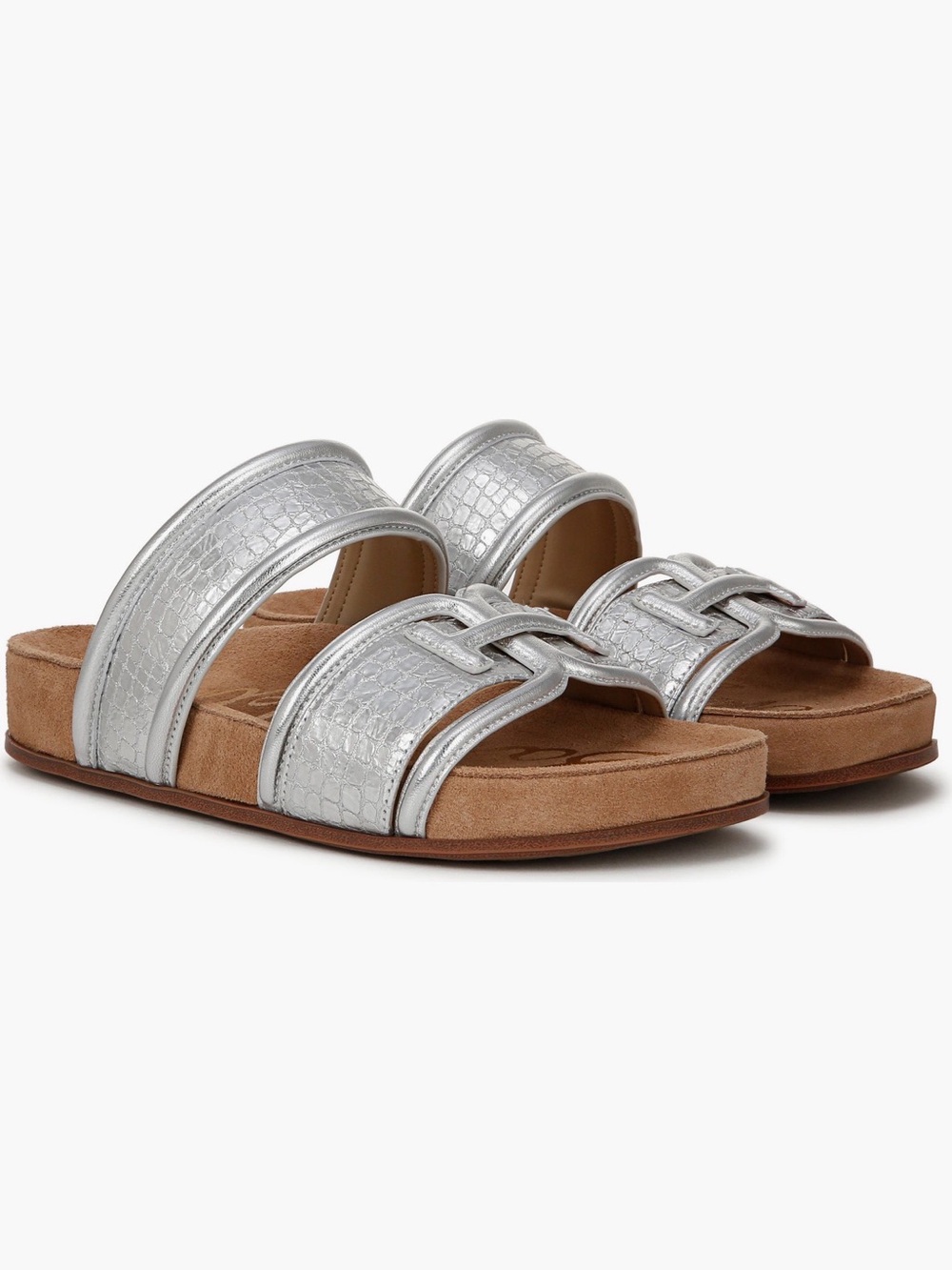 Sam Edelman Silver Two-Strap Slide Sandals - Women's Comfort Slides size 8